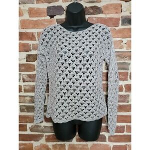 Peruvian Connection Womens Sweater Crochet loose Knit pima cotton XS